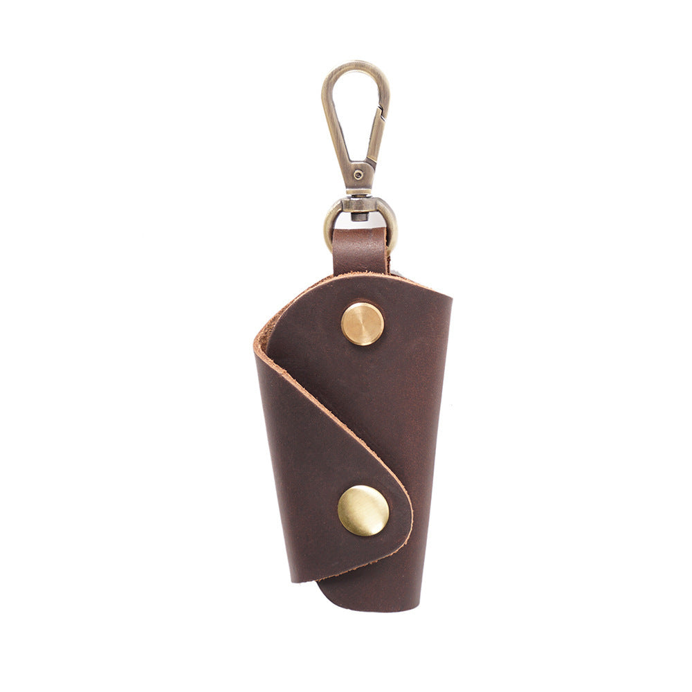 Wholesale First Layer Cowhide Handmade Men's Leather Mini Keychain